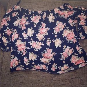 Black Floral Blouse with Shoulder Hang